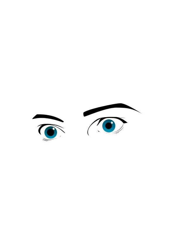 Vector graphics of surprised human eyes look in color