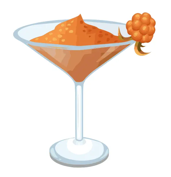 Vector image of drinking glass with orange cocktail