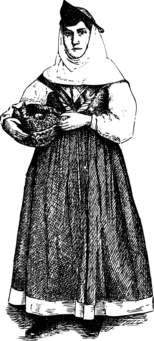 19th century female costume in black and white vector image