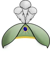 Clip art of green hat with ostrich feathers and a gem