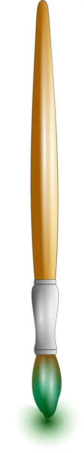 Drawing of green glossy paint brush