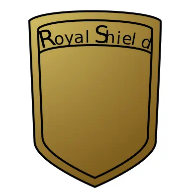 Vector graphics of royal shield blank in golden color
