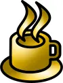 Vector illustration of shiny brown coffee shop icon