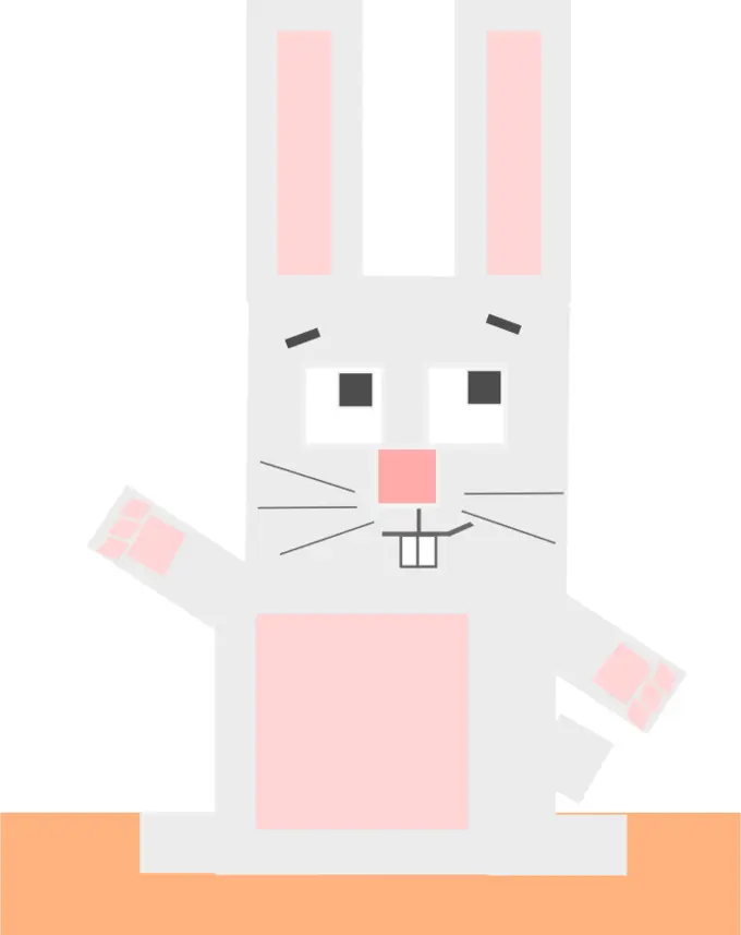 Square cartoon rabbit vector illustration