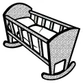 Illustration of spotty baby cot