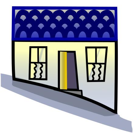 Vector image of house on a steep hill