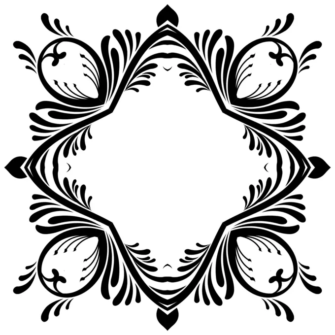 Vector graphics of star shaped decoration with oval flowers