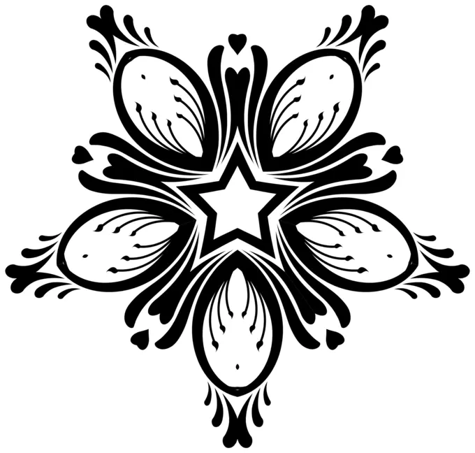 Vector clip art of flourishing flower bud star decoration