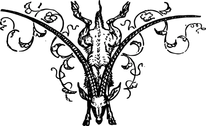 Vector graphics of goat themed decorative divider