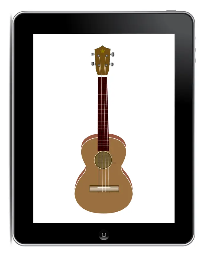 Tablet computer with guitar on it vector clip art