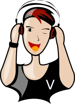 DJ lady vector illustration