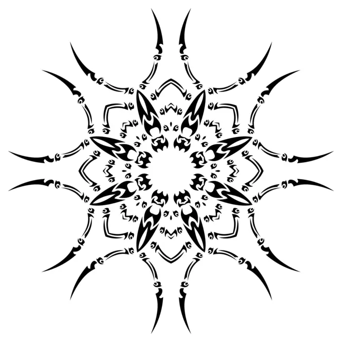 Vector clip art of tribal round design with 8 sides
