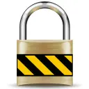 Vector graphics of bronze padlock with stripes