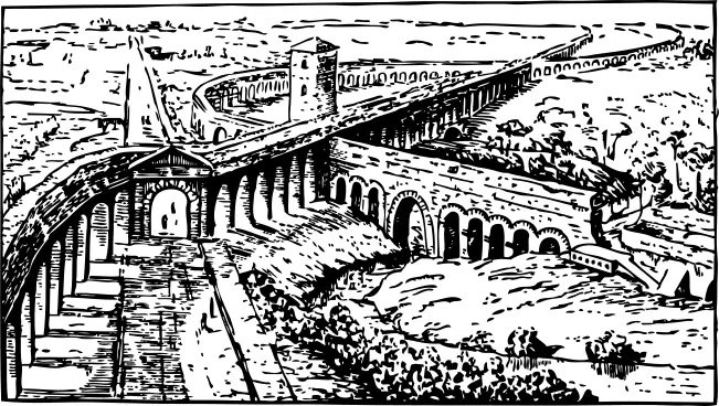Ancient Roman Aqueduct vector drawing
