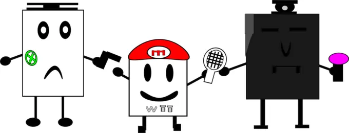 WII, Xbox and PS3 square characters vector graphics