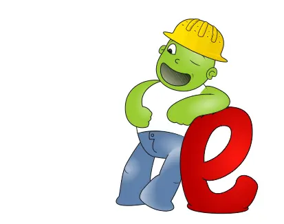 Vector image of worker with a yellow helmet