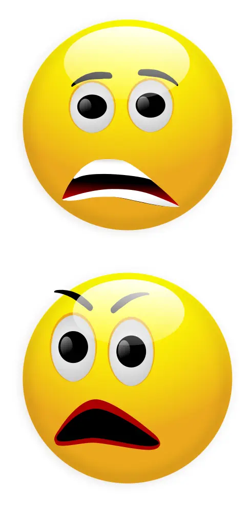 Vector graphics of two anxious smilies
