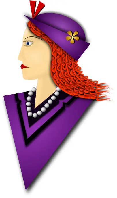 Vector illustration of elegant woman with violet hat