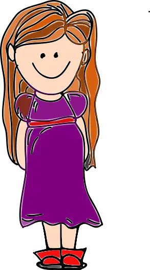 Vector clip art of comic girl in red boots