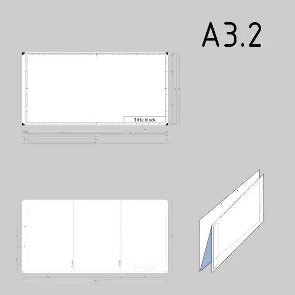 A3.2 sized technical drawings paper template vector illustration