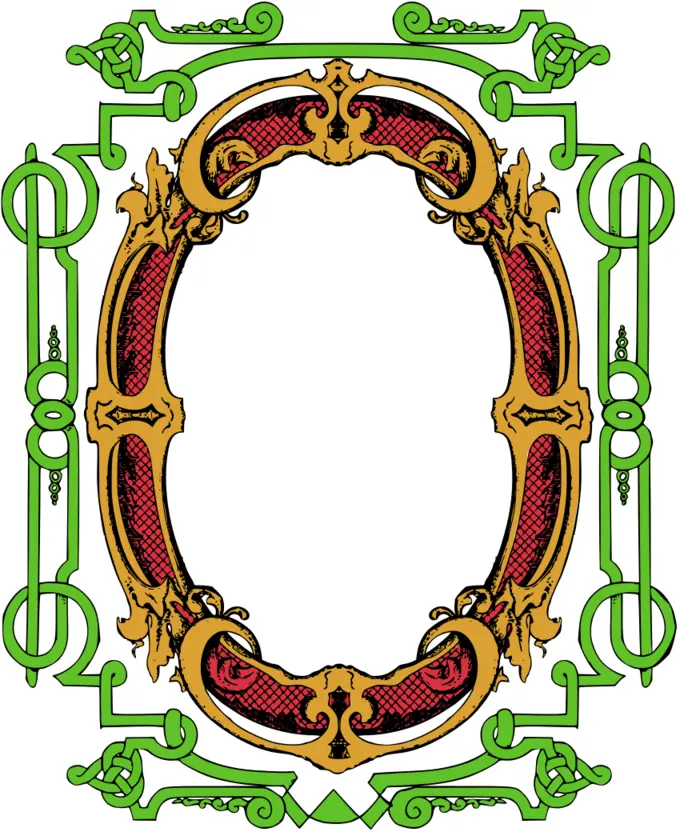 Vector clip art of red and green ornate frame