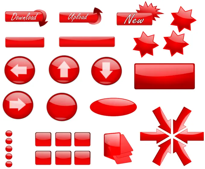 Selection of download, upload and arrows buttons vector image