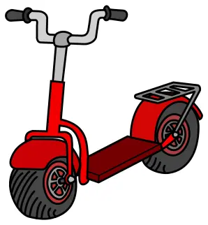 Vector illustration of red kick scooter