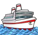 Vector graphics of color large cruise ship
