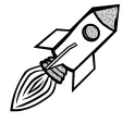 Line art vector image of space rocket ship