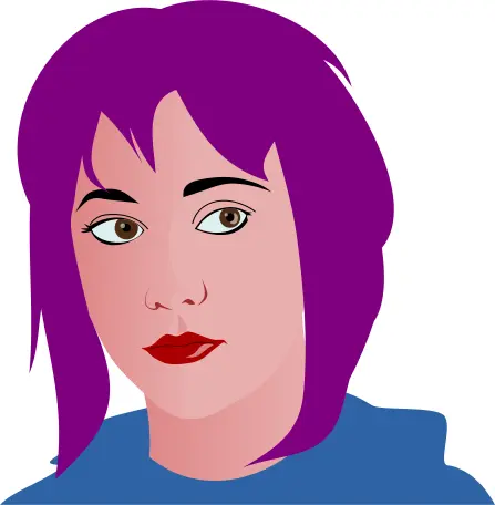 Purple haired girl vector illustration