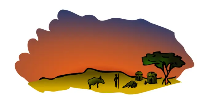 Vector clip art of African savanna scenery