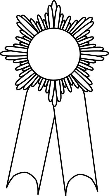 Line art vector illustration of medal with a white ribbon