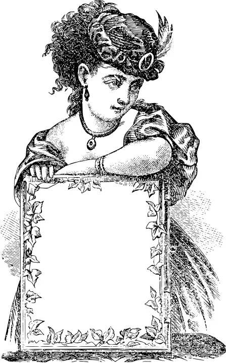 Victorian lady holding a frame vector clip art