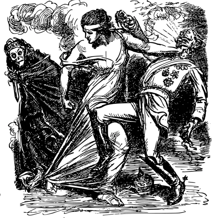 Ancient man fighting death vector clip art