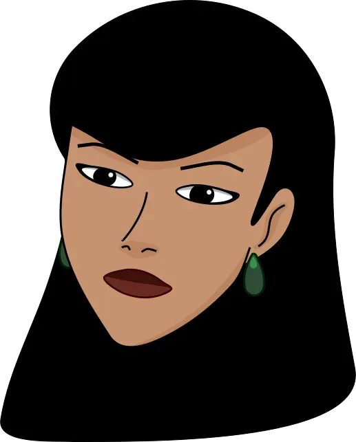 Vector image of white woman's head covered with scarf