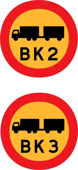BK2 and BK3 trucks road sign vector image