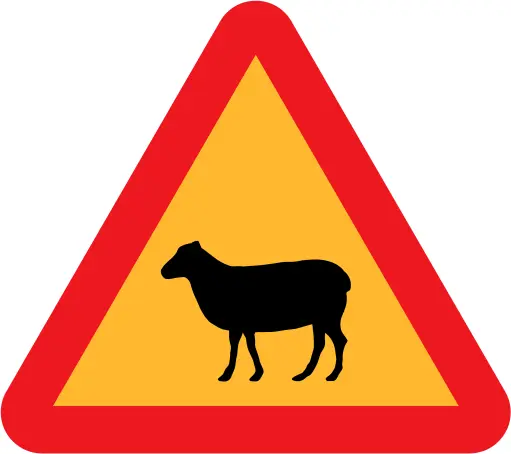 Warning sheep road sign vector graphics