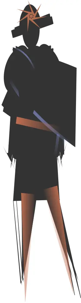 Fashionable artistic woman silhouette vector illustration