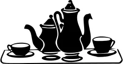 Vector drawing of beakers and teacups set