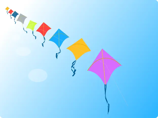Row of kites vector clip art