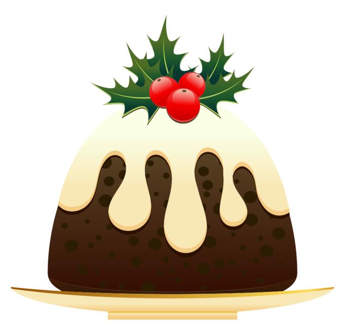 Christmas pudding with mistletoe vector graphics