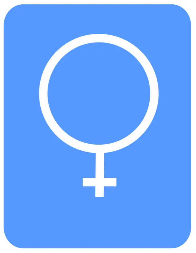 Vector drawing of modern blue women's toilet sign