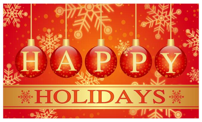 Vector clip art of red design Happy Holidays card