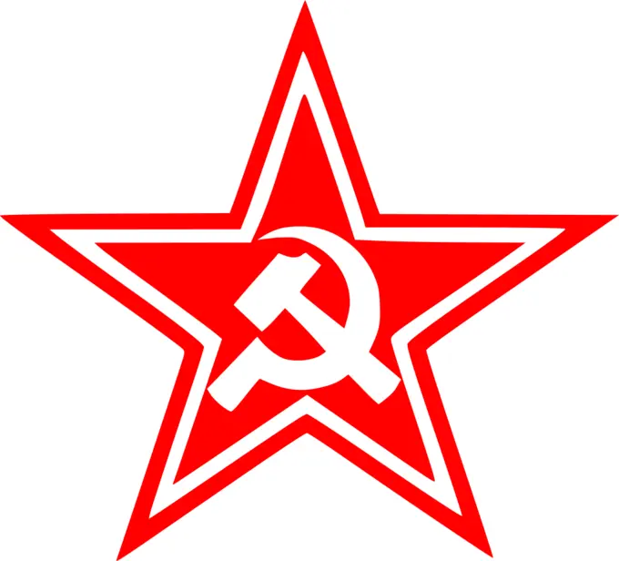 Vector graphics of red sickle and hammer star