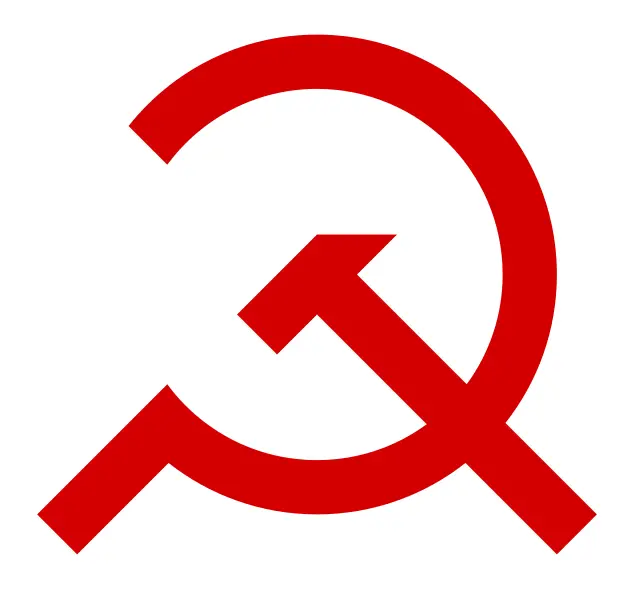 3/4 circle sickle and hammer red sign vector graphics