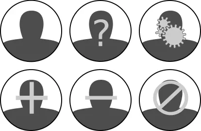 Vector graphics of grayscale set of user management icons