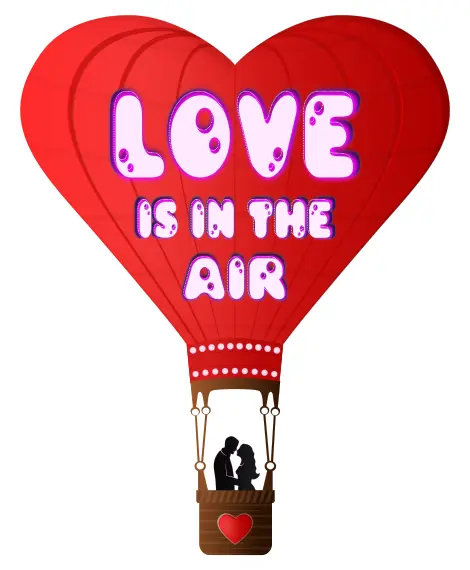 Vector illustration of Valentines Day balloon with lettering Love is in the air