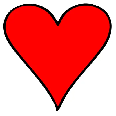 Vector drawing of outlined heart playing card symbol