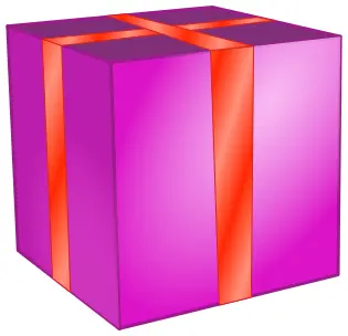 Pink square box with red ribbon vector clip art
