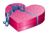 Valentines Day pink gift box with blue ribbon vector clip art